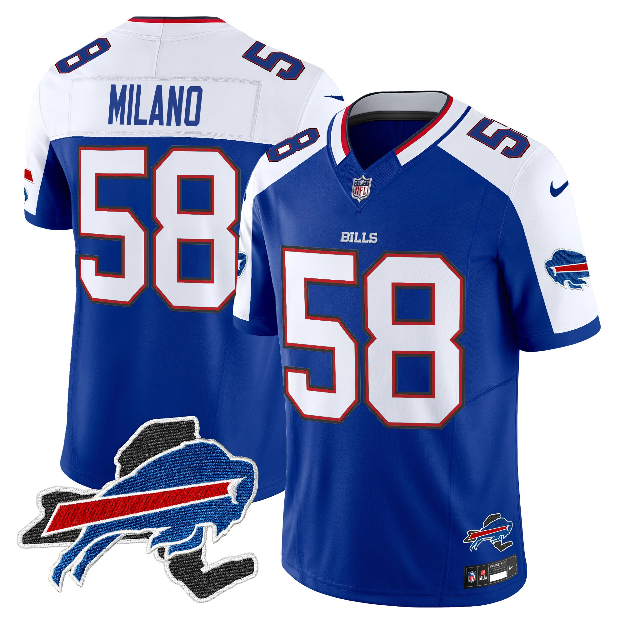 Mens Buffalo Bills New York Patch Vapor Limited Jersey V3 Matt Milano Jersey Royal Alternate