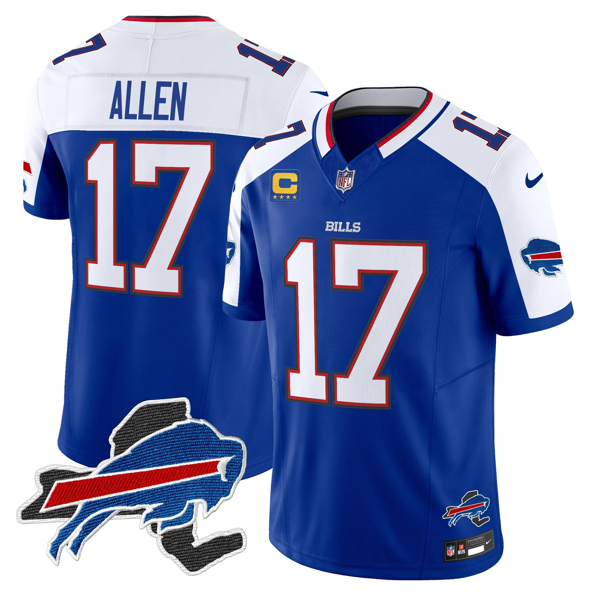 Mens Buffalo Bills New York Patch Vapor Limited Jersey V3 Josh Allen Jersey Royal Alternate