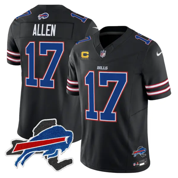Mens Buffalo Bills New York Patch Vapor Limited Jersey V3 Josh Allen Jersey Black