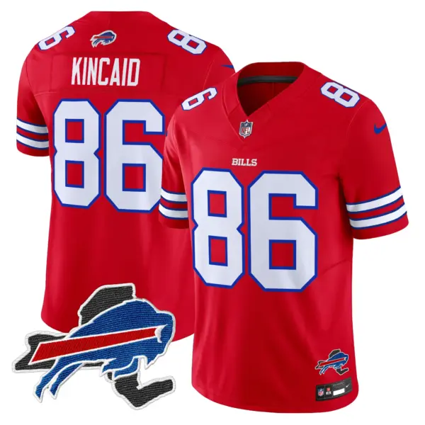 Mens Buffalo Bills New York Patch Vapor Limited Jersey V3 Dalton Kincaid Jersey Red