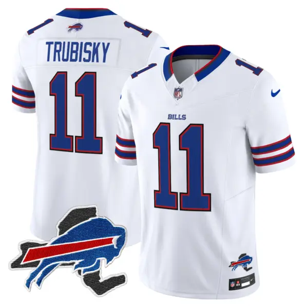 Mens Buffalo Bills New York Patch Vapor Limited Jersey V3 Mitchell Trubisky Jersey White