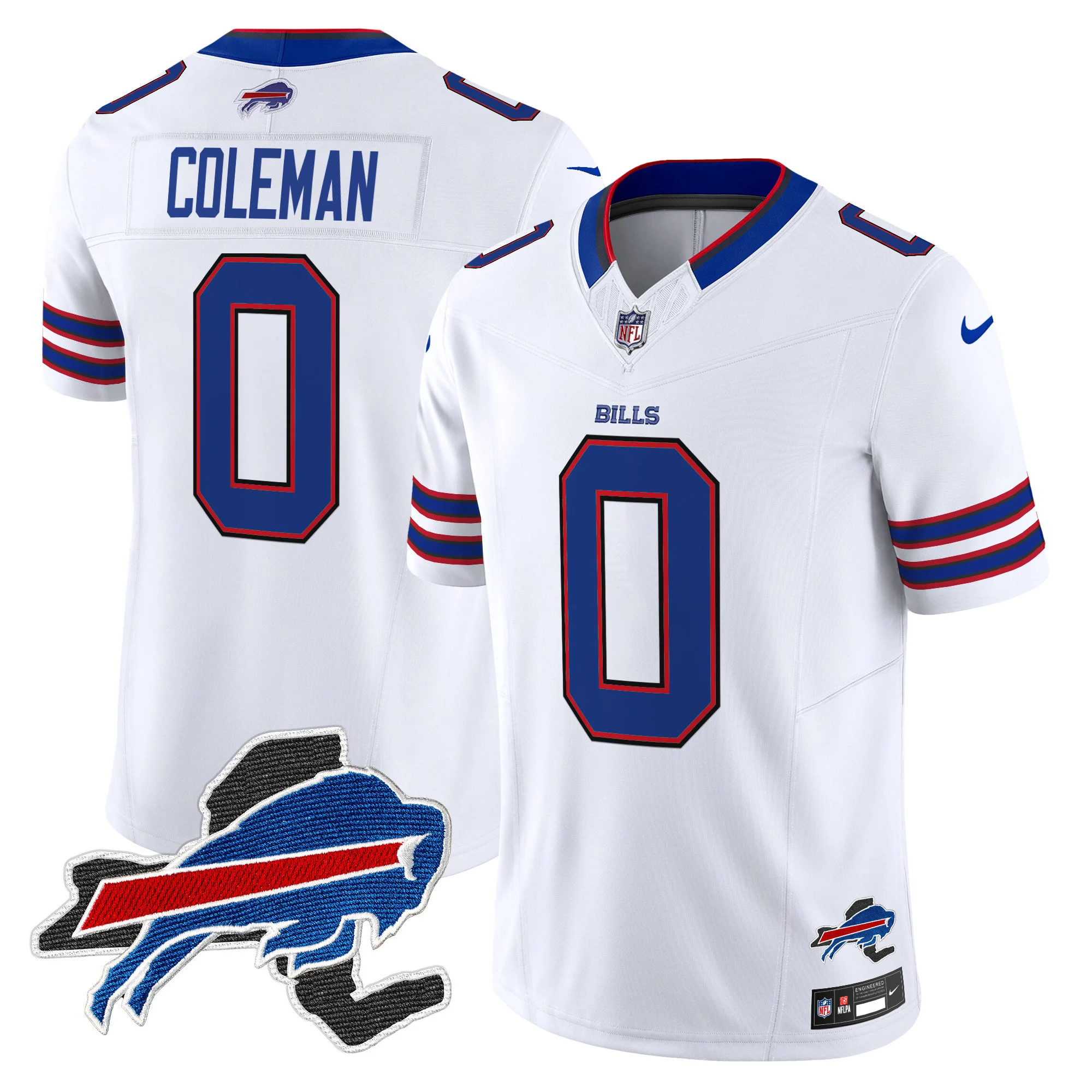 Mens Buffalo Bills New York Patch Vapor Limited Jersey V3 Keon Coleman Jersey White