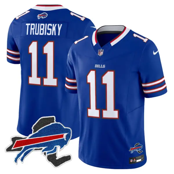 Mens Buffalo Bills New York Patch Vapor Limited Jersey V3 Mitchell Trubisky Jersey Royal