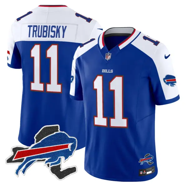 Mens Buffalo Bills New York Patch Vapor Limited Jersey V3 Mitchell Trubisky Jersey Royal Alternate