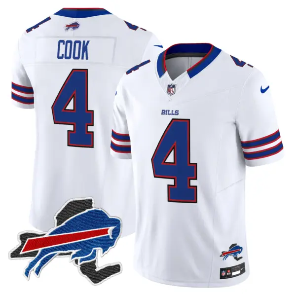 Mens Buffalo Bills New York Patch Vapor Limited Jersey V3 James Cook Jersey White