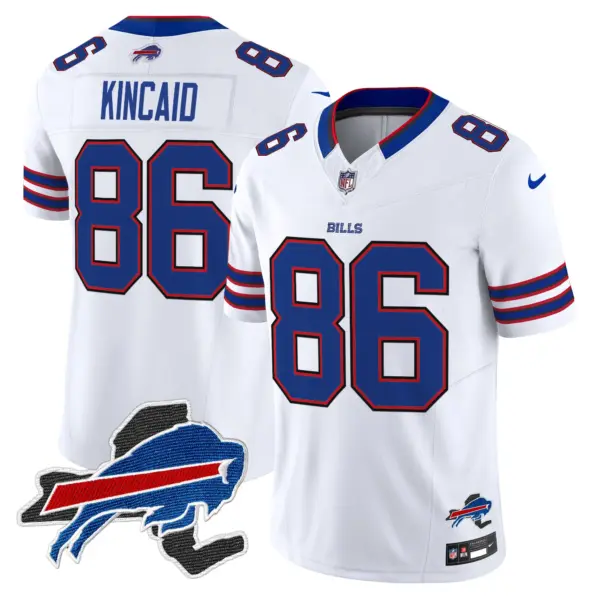 Mens Buffalo Bills New York Patch Vapor Limited Jersey V3 Dalton Kincaid Jersey White