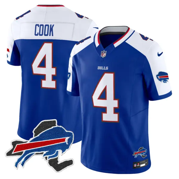 Mens Buffalo Bills New York Patch Vapor Limited Jersey V3 James Cook Jersey Royal Alternate