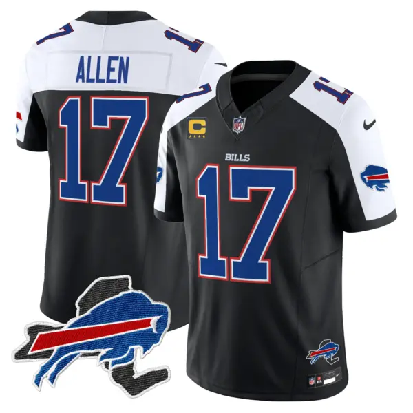 Mens Buffalo Bills New York Patch Vapor Limited Jersey V3 Josh Allen Jersey Black Alternate