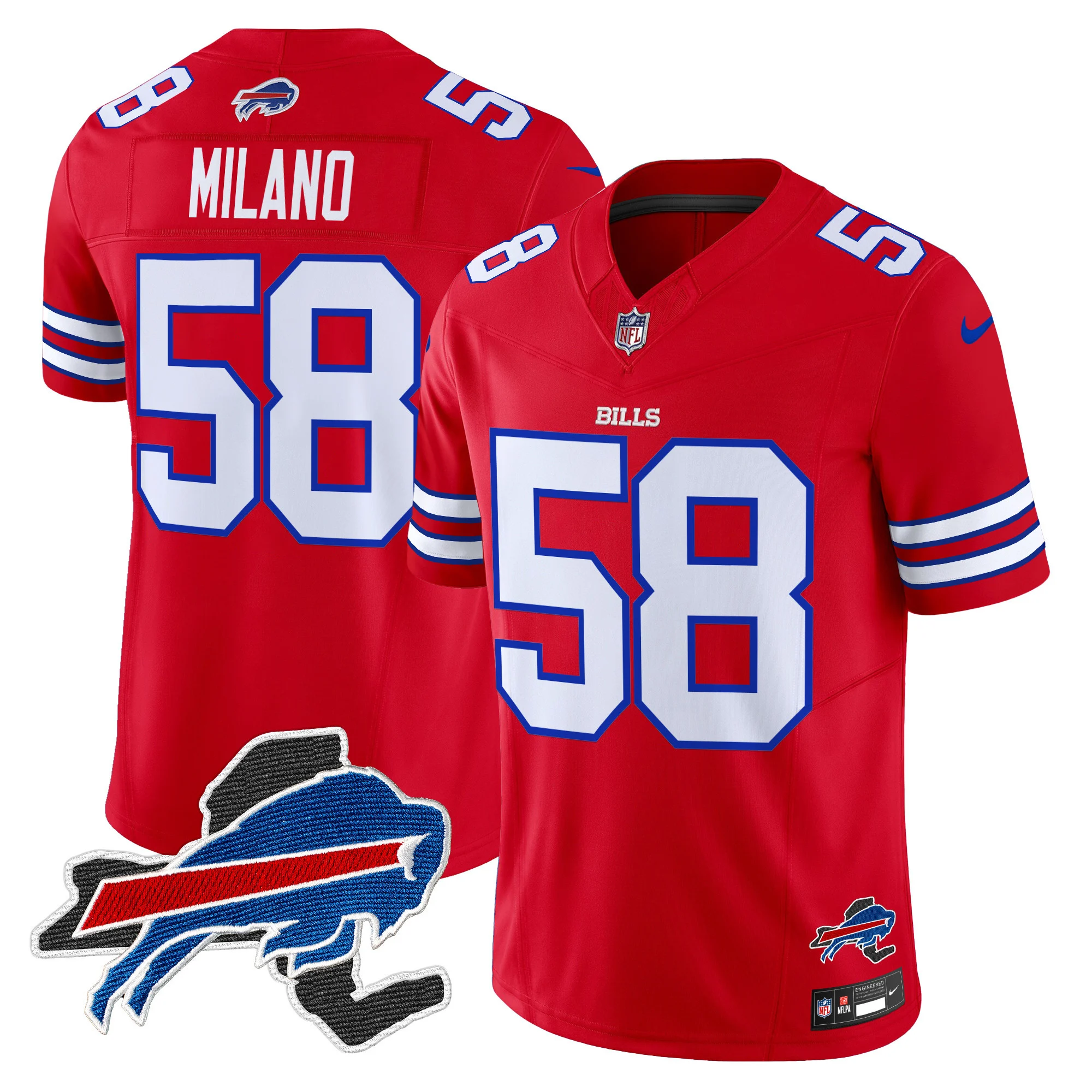 Mens Buffalo Bills New York Patch Vapor Limited Jersey V3 Matt Milano Jersey Red