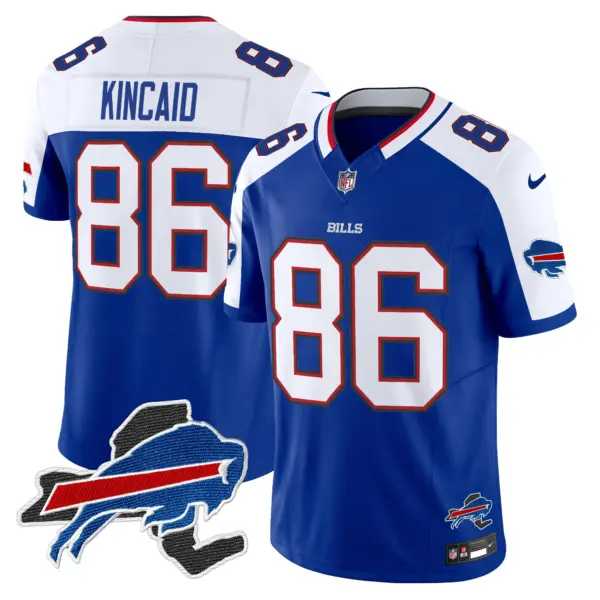 Mens Buffalo Bills New York Patch Vapor Limited Jersey V3 Dalton Kincaid Jersey Royal Alternate