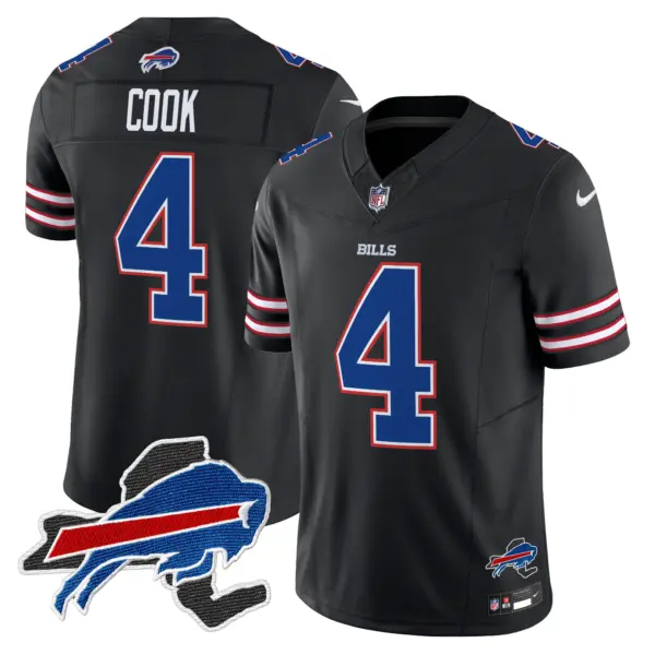 Mens Buffalo Bills New York Patch Vapor Limited Jersey V3 James Cook Jersey Black