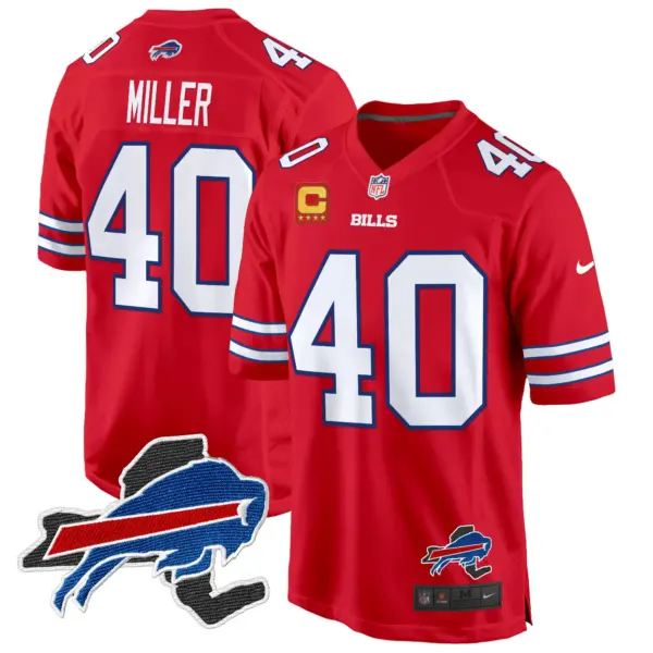 Mens Buffalo Bills New York Patch Game Jersey Von Miller Jersey Red