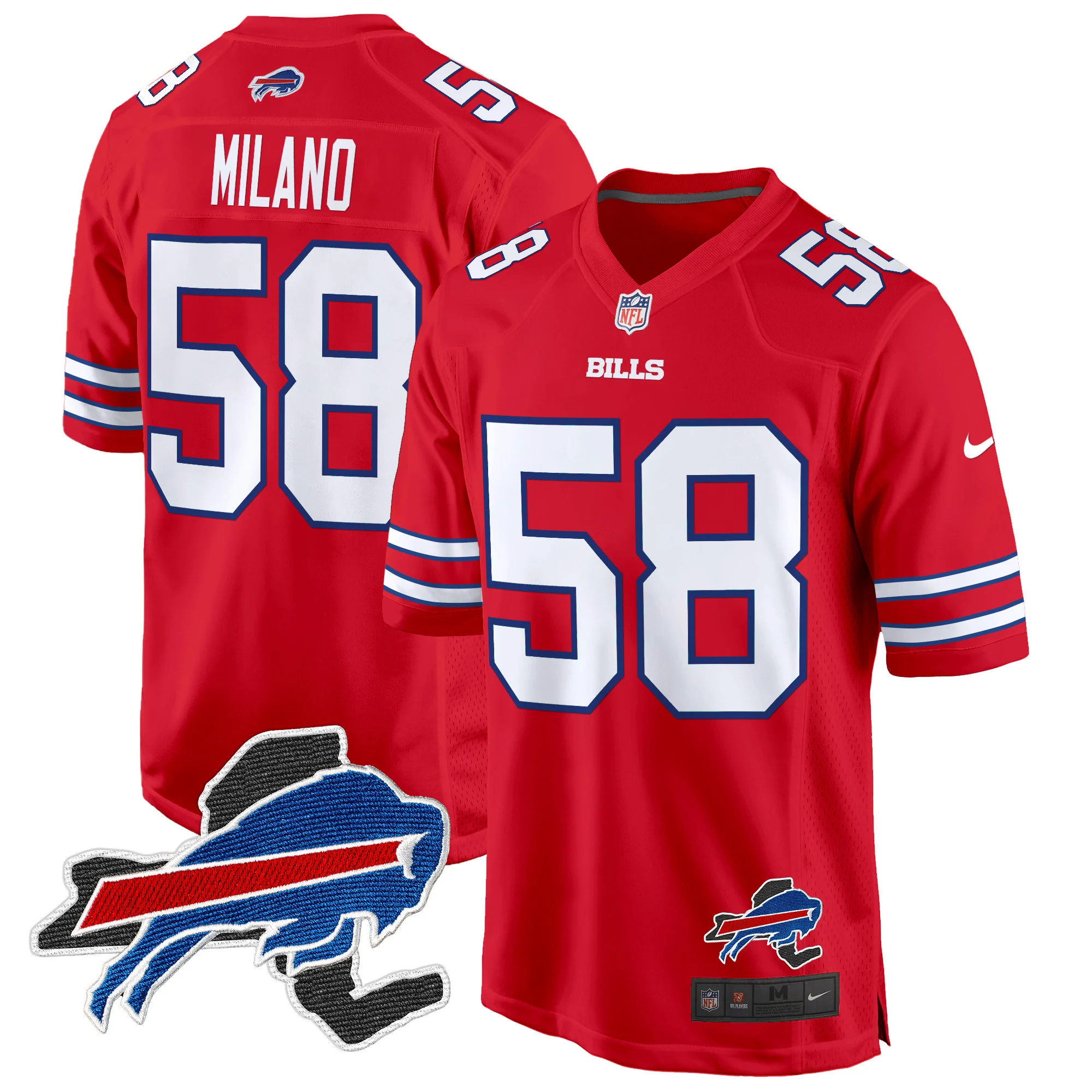 Mens Buffalo Bills New York Patch Game Jersey Matt Milano Jersey Red