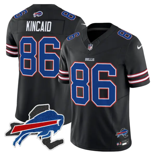 Mens Buffalo Bills New York Patch Vapor Limited Jersey V3 Dalton Kincaid Jersey Black