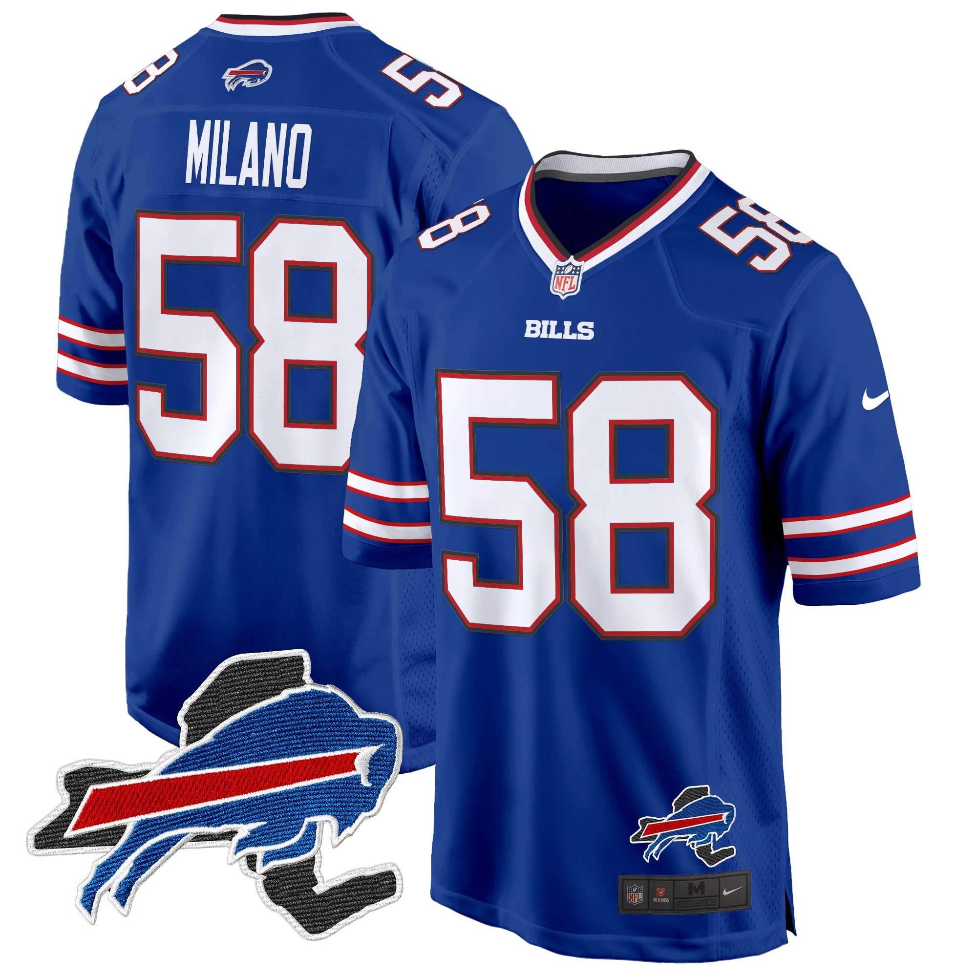 Mens Buffalo Bills New York Patch Game Jersey Matt Milano Jersey Royal