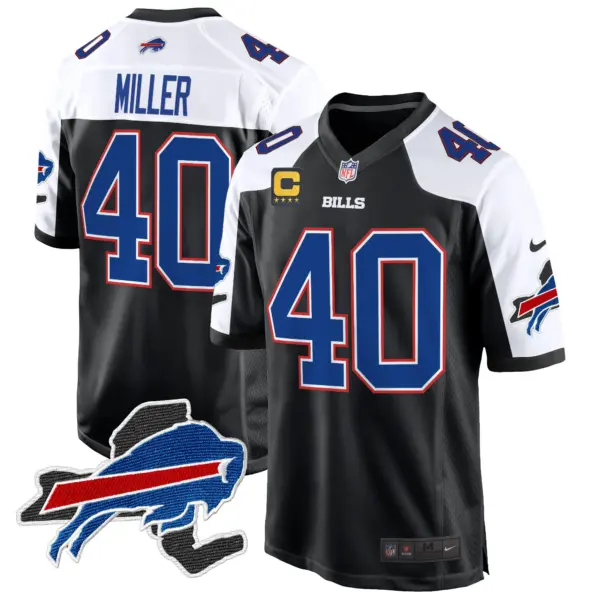 Mens Buffalo Bills New York Patch Game Jersey Von Miller Jersey Black Alternate