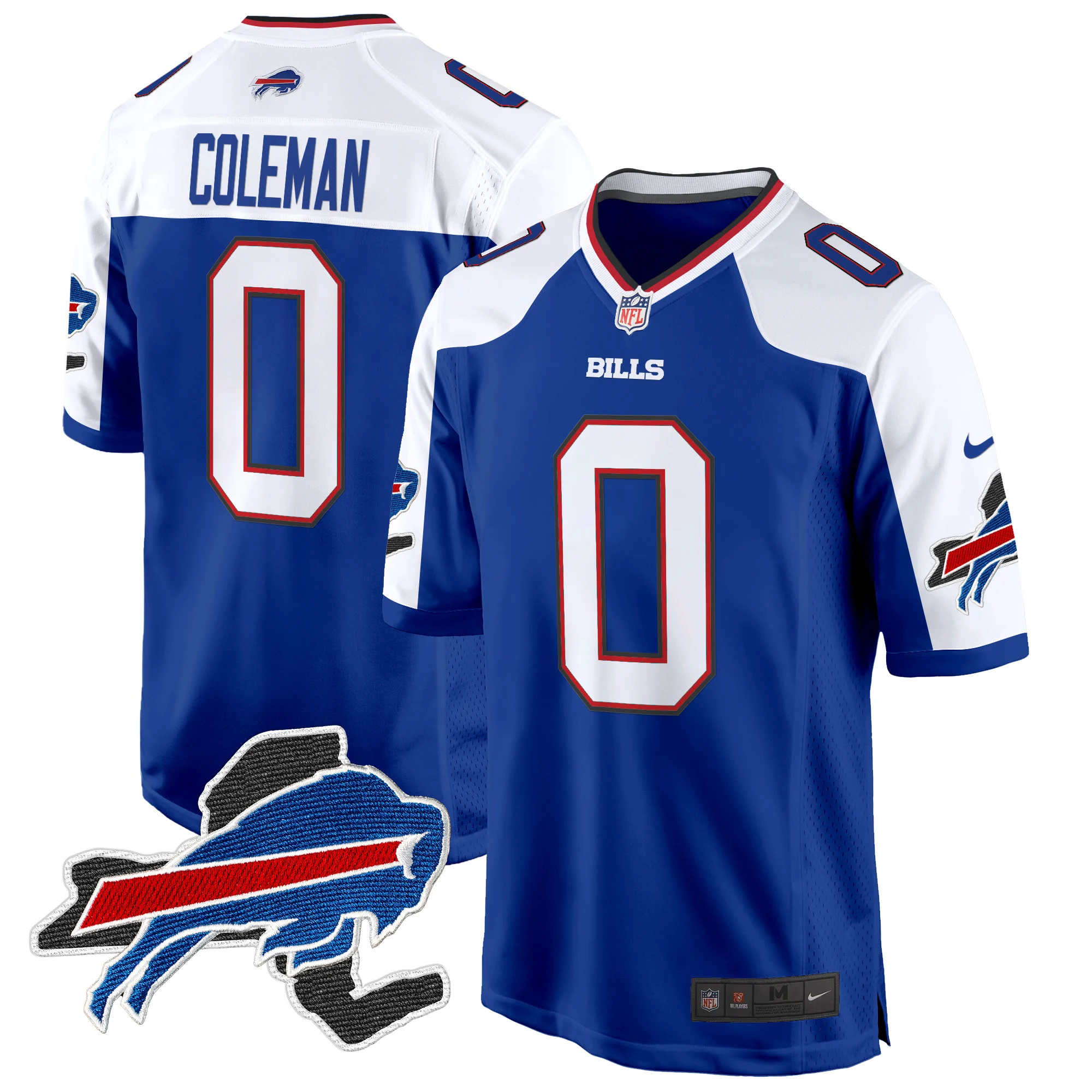 Mens Buffalo Bills New York Patch Game Jersey Keon Coleman Jersey Royal Alternate