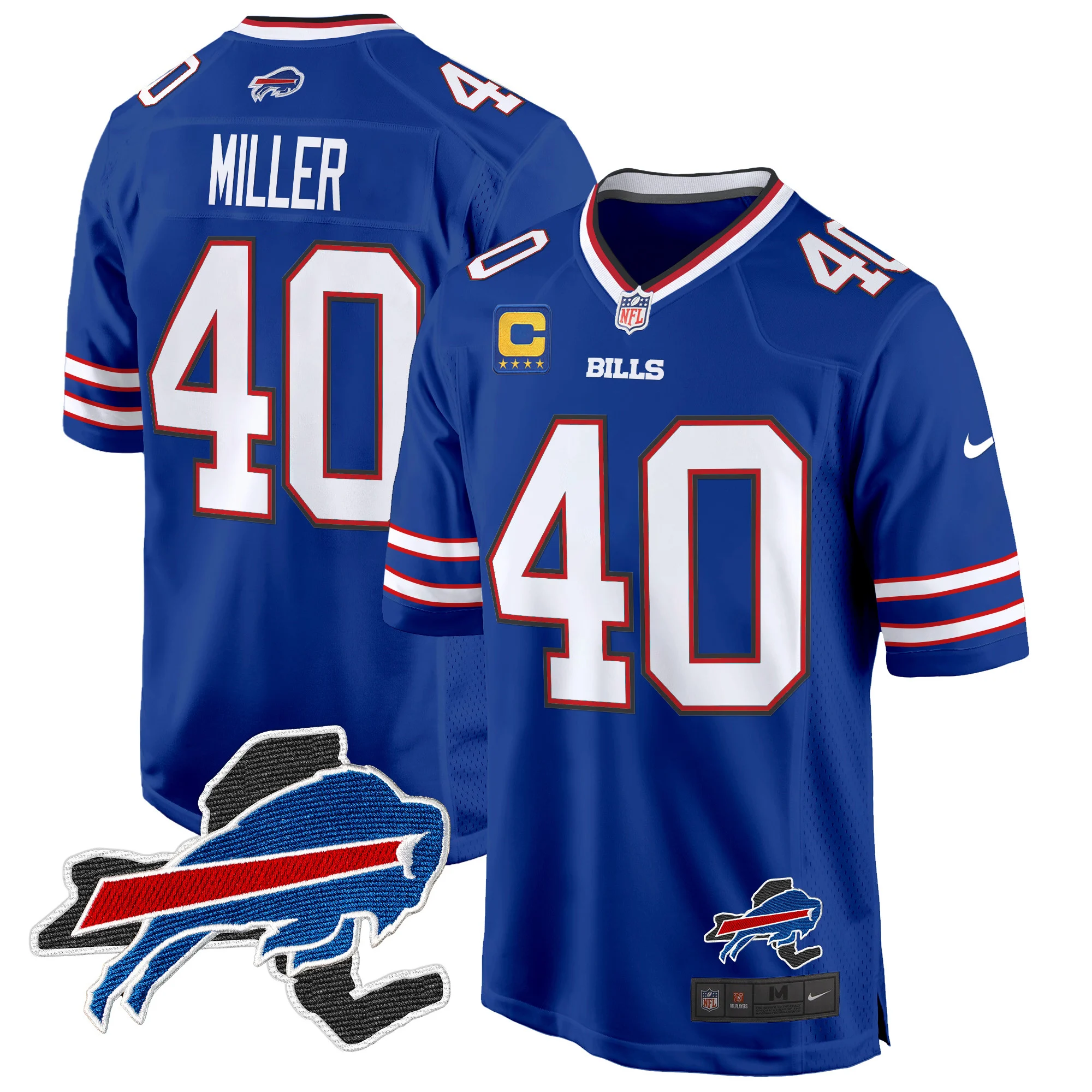 Mens Buffalo Bills New York Patch Game Jersey Von Miller Jersey Royal