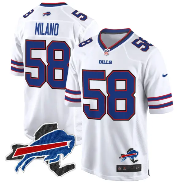 Mens Buffalo Bills New York Patch Game Jersey Matt Milano Jersey White