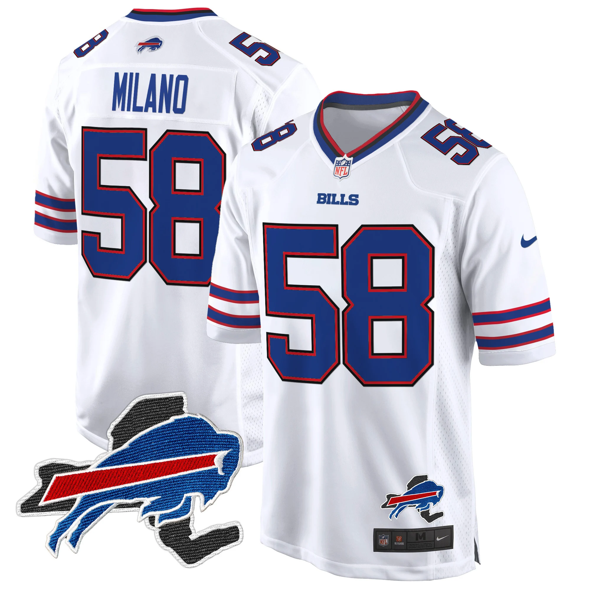 Mens Buffalo Bills New York Patch Game Jersey Matt Milano Jersey White