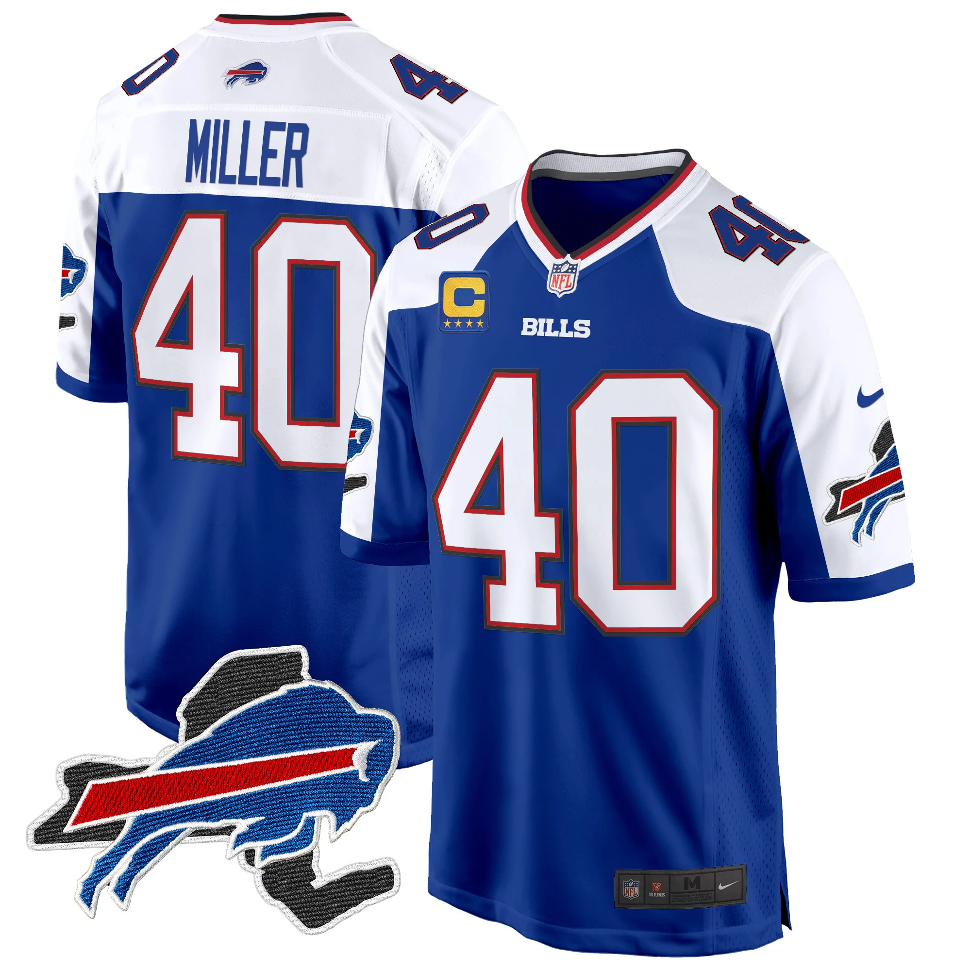 Mens Buffalo Bills New York Patch Game Jersey Von Miller Jersey Royal Alternate