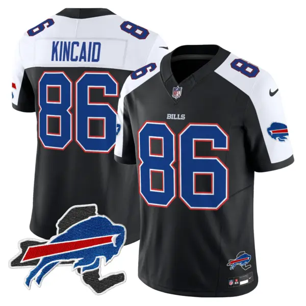 Mens Buffalo Bills New York Patch Vapor Limited Jersey V3 Dalton Kincaid Jersey Black Alternate