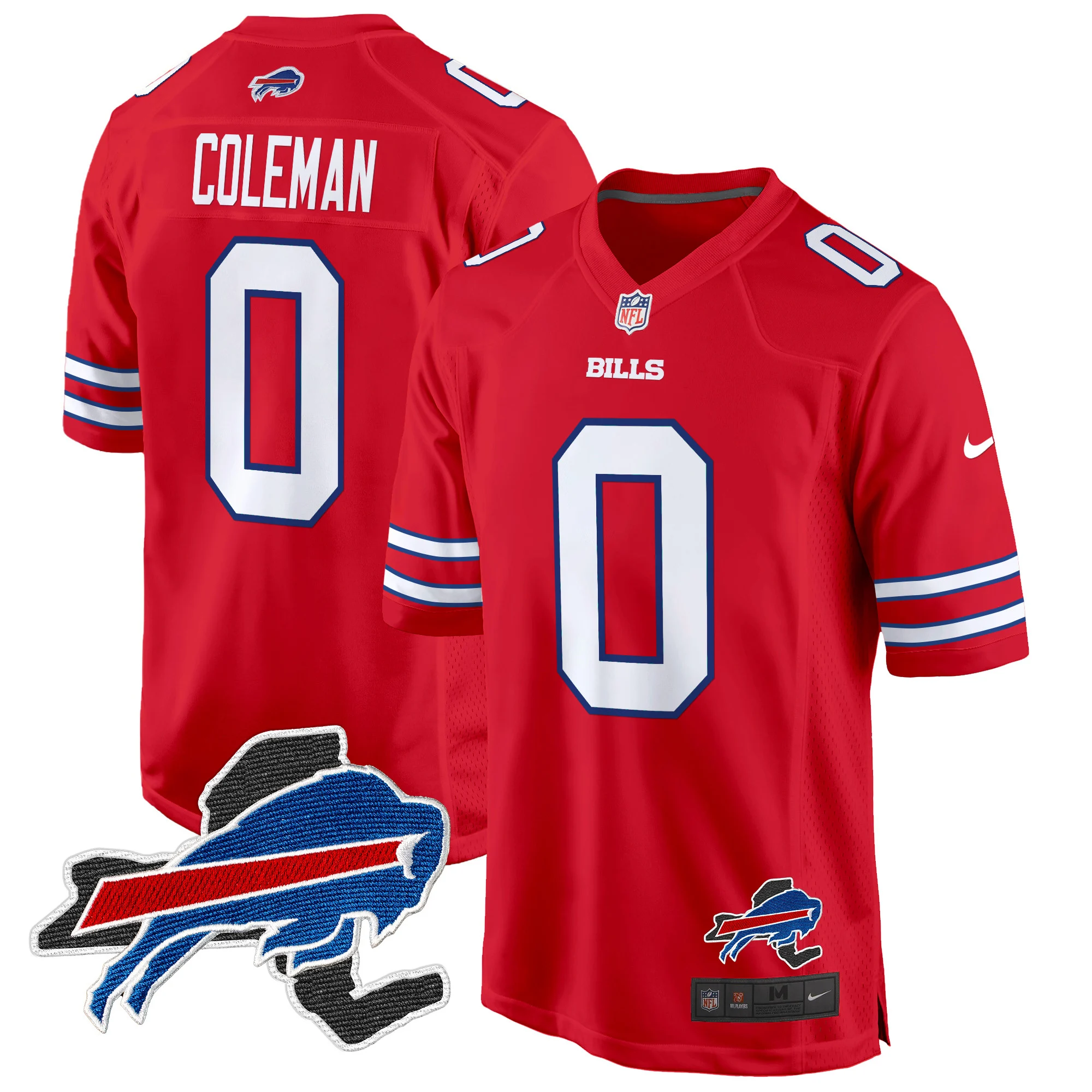 Mens Buffalo Bills New York Patch Game Jersey Keon Coleman Jersey Red