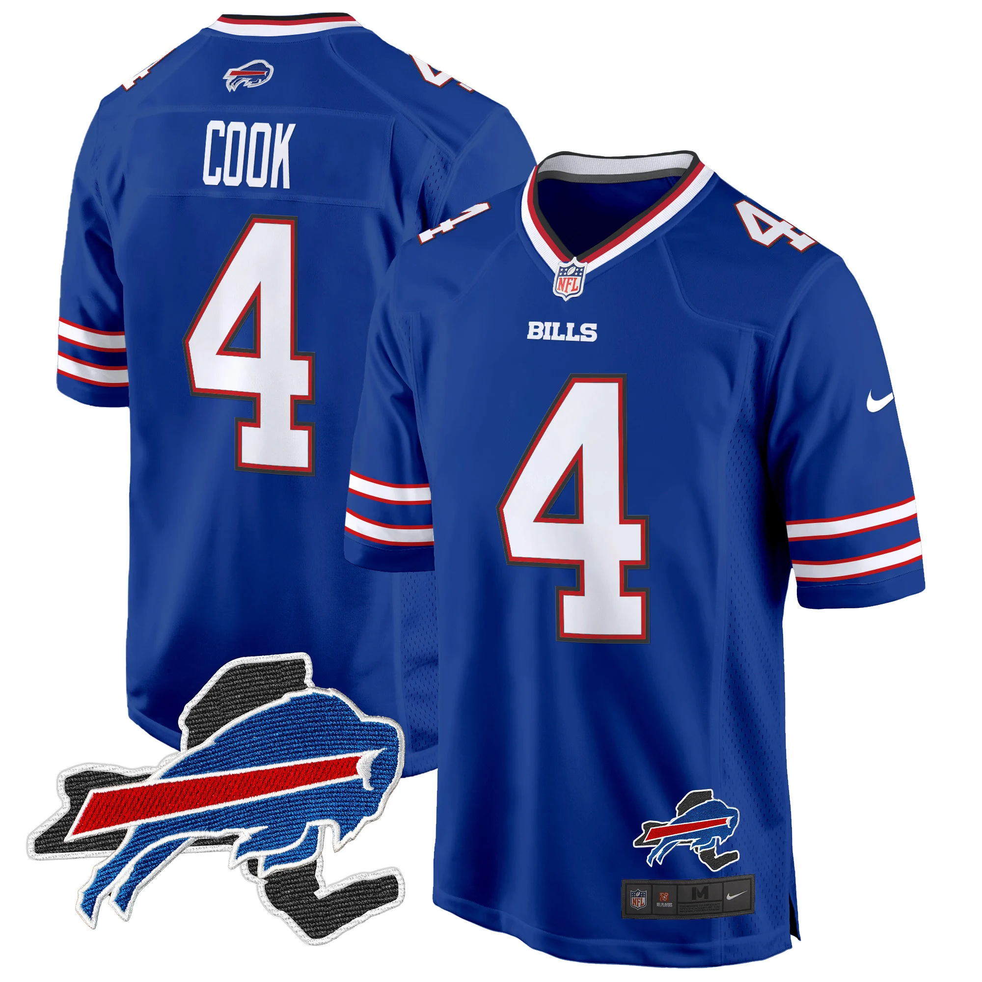 Mens Buffalo Bills New York Patch Game Jersey James Cook Jersey Royal