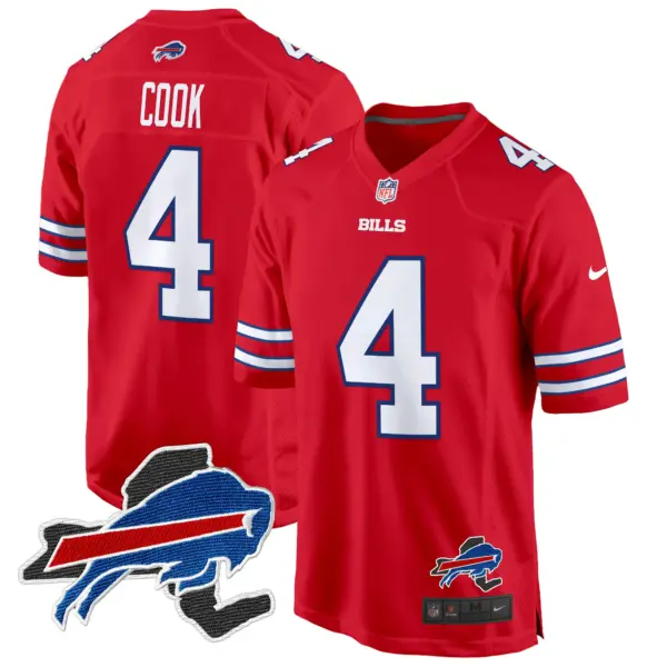 Mens Buffalo Bills New York Patch Game Jersey James Cook Jersey Red
