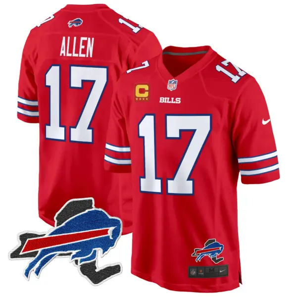 Mens Buffalo Bills New York Patch Game Jersey Josh Allen Jersey Red