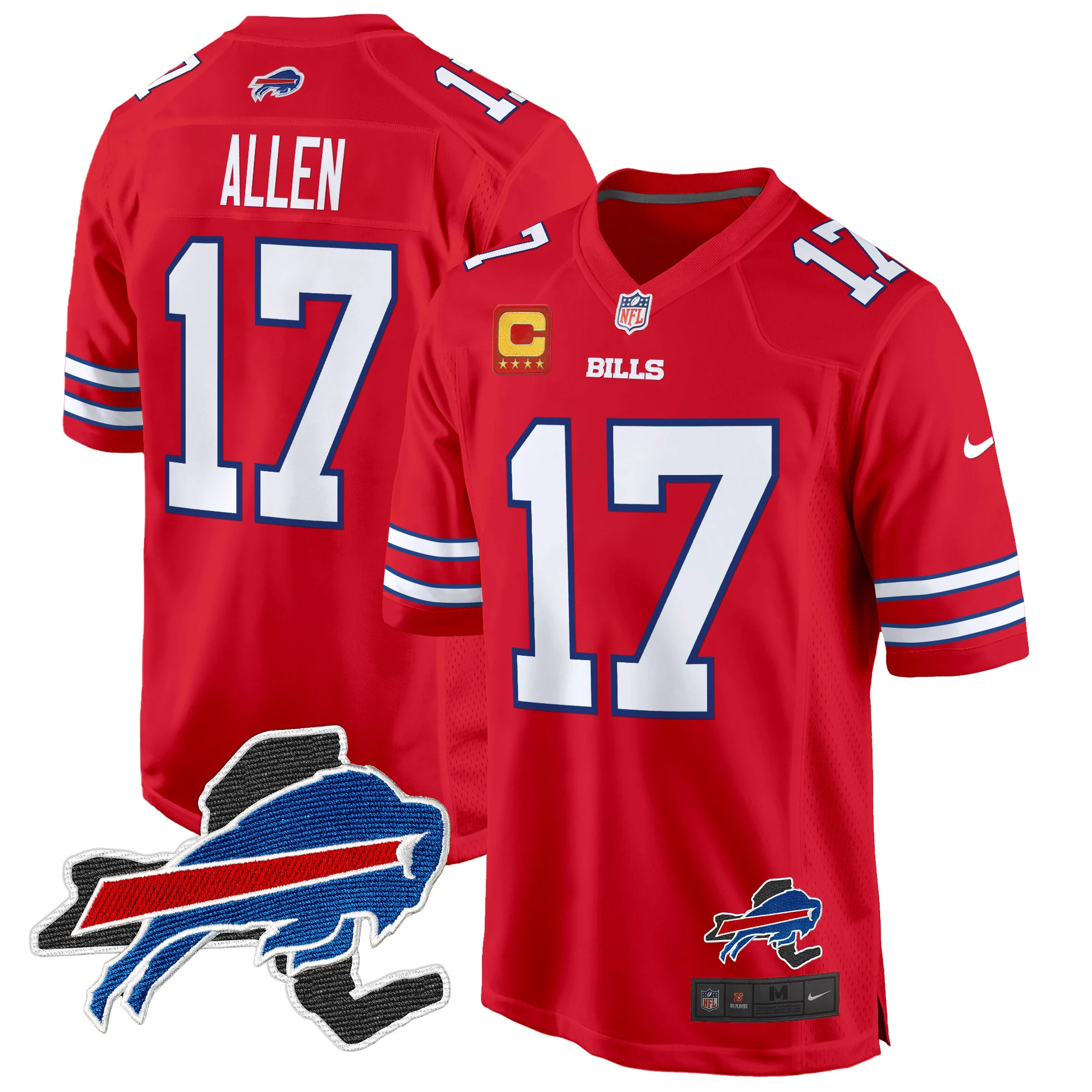 Mens Buffalo Bills New York Patch Game Jersey Josh Allen Jersey Red