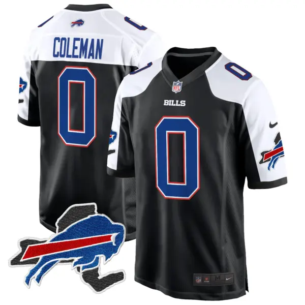 Mens Buffalo Bills New York Patch Game Jersey Keon Coleman Jersey Black Alternate