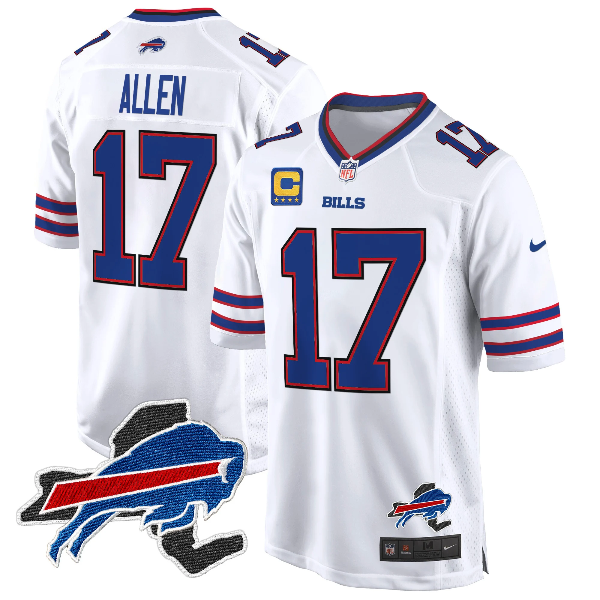 Mens Buffalo Bills New York Patch Game Jersey Josh Allen Jersey White