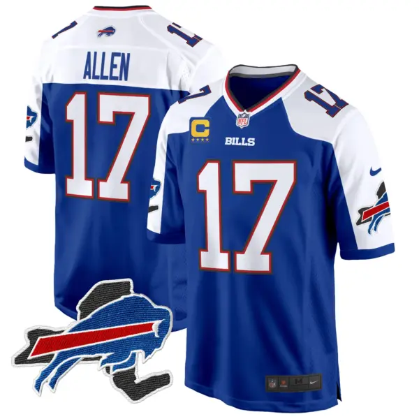 Mens Buffalo Bills New York Patch Game Jersey Josh Allen Jersey Royal Alternate