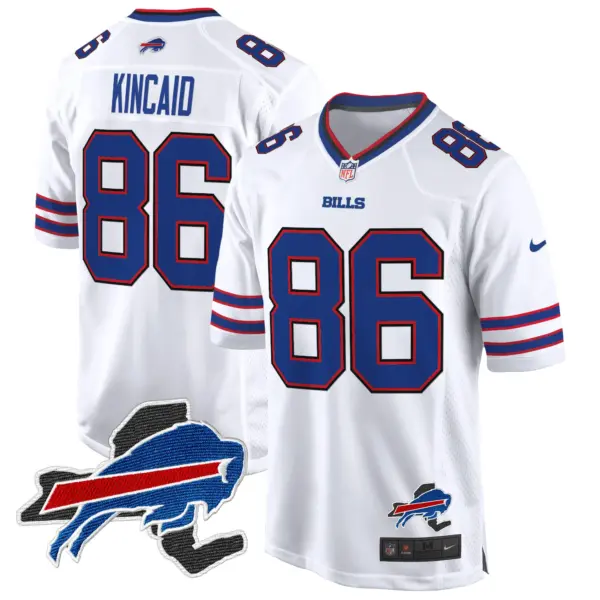 Mens Buffalo Bills New York Patch Game Jersey Dalton Kincaid Jersey White