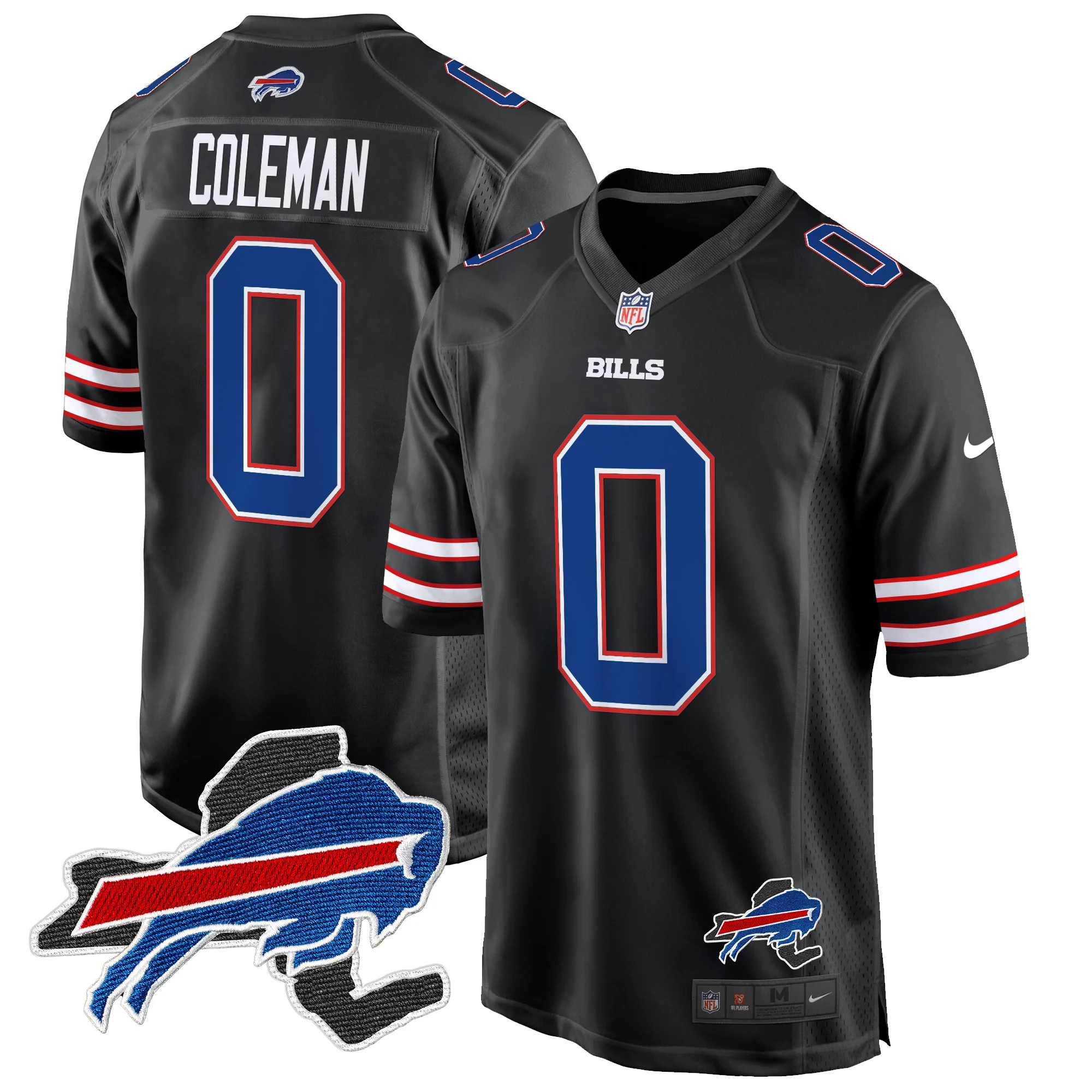Mens Buffalo Bills New York Patch Game Jersey Keon Coleman Jersey Black