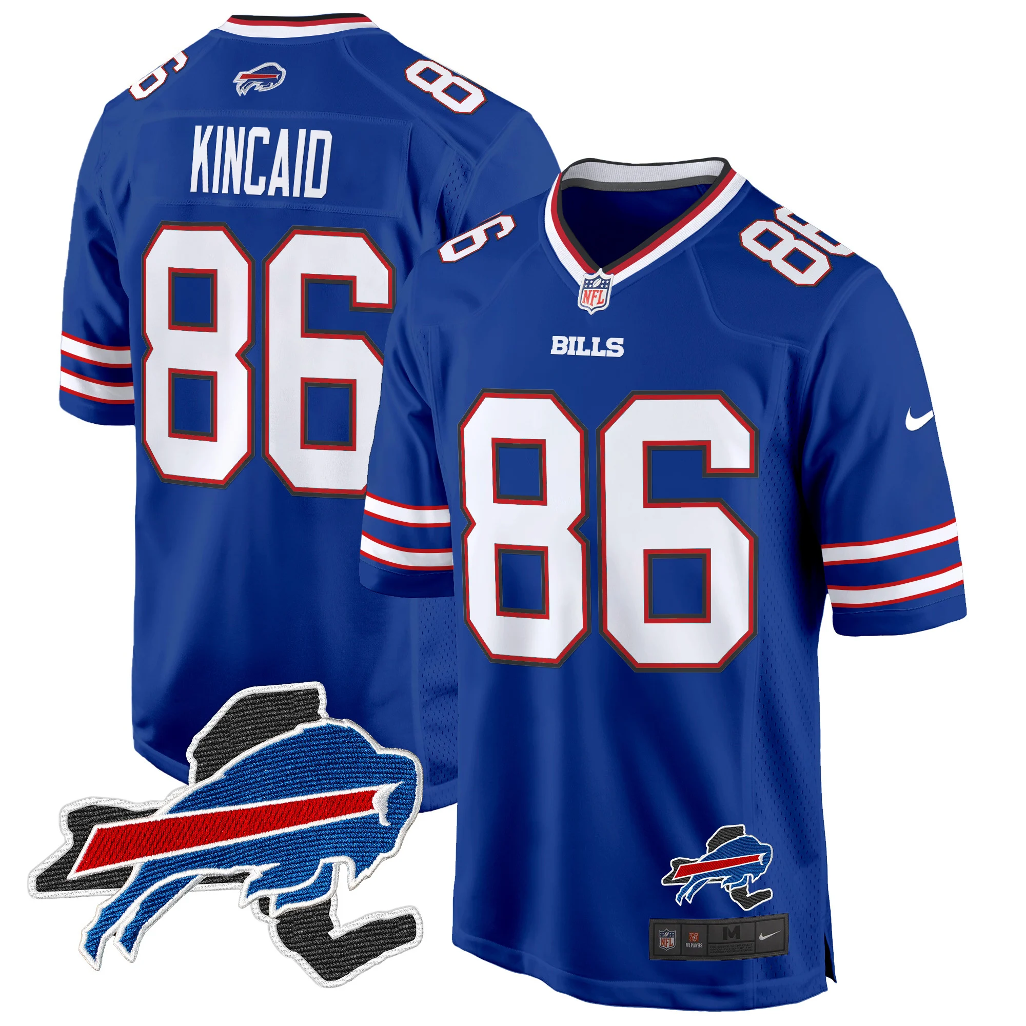 Mens Buffalo Bills New York Patch Game Jersey Dalton Kincaid Jersey Royal