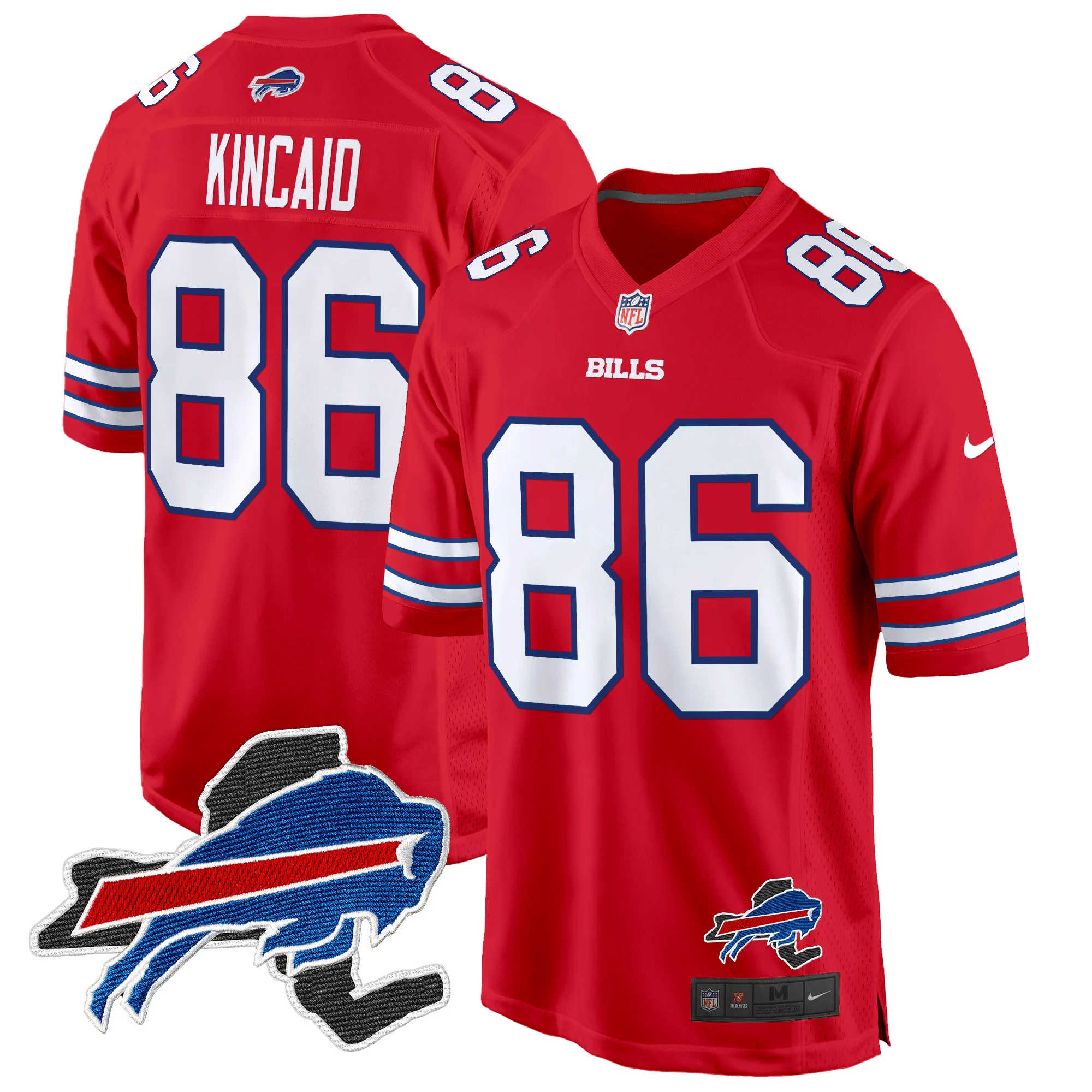 Mens Buffalo Bills New York Patch Game Jersey Dalton Kincaid Jersey Red