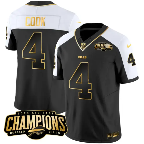 Mens Buffalo Bills 2023 AFC East Champions Patch Gold Vapor Jersey James Cook Jersey Alternate