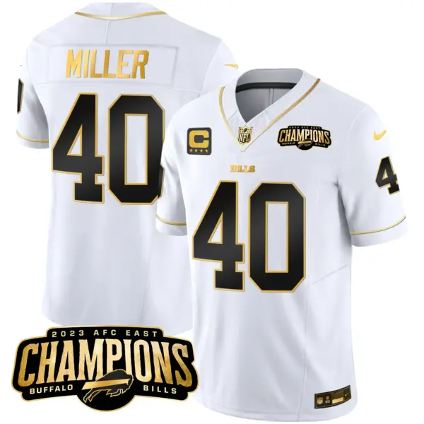 Mens Buffalo Bills 2023 AFC East Champions Patch Gold Vapor Jersey Von Miller Jersey White Gold