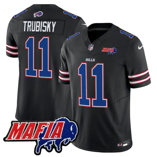 Mens Buffalo Bills 2024 Buffalo Bills Mafia Patch Vapor Limited Jersey Mitchell Trubisky Jersey Black