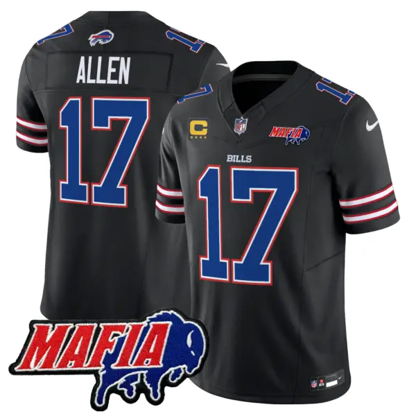 Mens Buffalo Bills 2024 Buffalo Bills Mafia Patch Vapor Limited Jersey Josh Allen Jersey Black