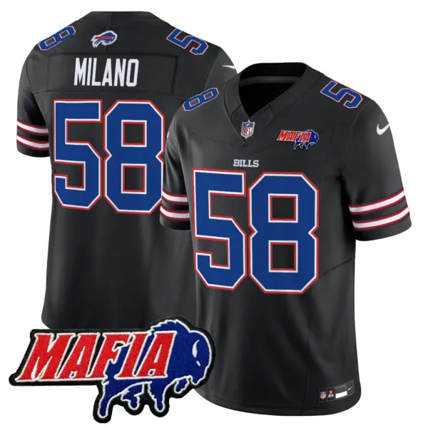 Mens Buffalo Bills 2024 Buffalo Bills Mafia Patch Vapor Limited Jersey Matt Milano Jersey Black