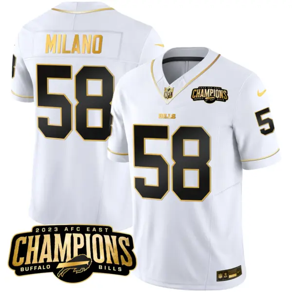 Mens Buffalo Bills 2023 AFC East Champions Patch Gold Vapor Jersey Matt Milano Jersey White Gold