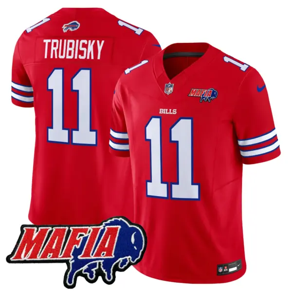 Mens Buffalo Bills 2024 Buffalo Bills Mafia Patch Vapor Limited Jersey Mitchell Trubisky Jersey Red