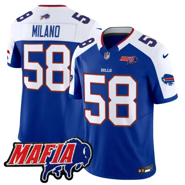 Mens Buffalo Bills 2024 Buffalo Bills Mafia Patch Vapor Limited Jersey Matt Milano Jersey Royal Alternate