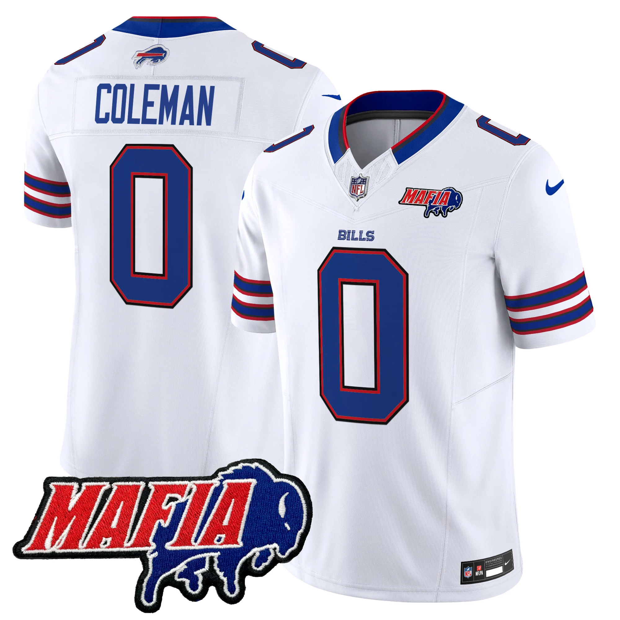 Mens Buffalo Bills 2024 Buffalo Bills Mafia Patch Vapor Limited Jersey Keon Coleman Jersey White