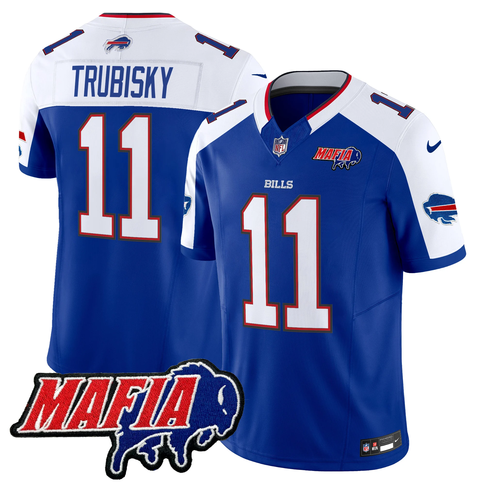 Mens Buffalo Bills 2024 Buffalo Bills Mafia Patch Vapor Limited Jersey Mitchell Trubisky Jersey Royal Alternate