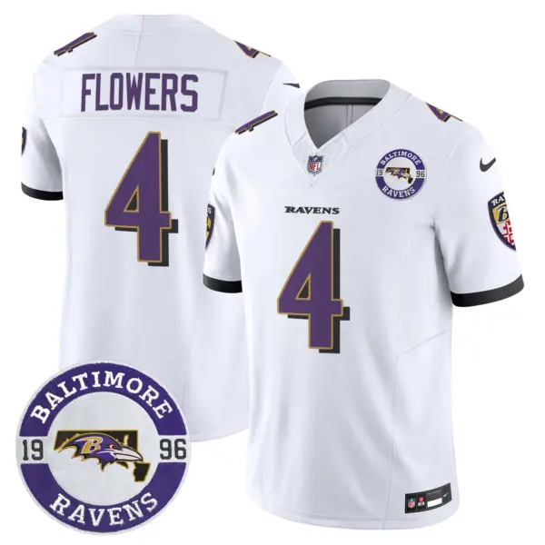 Mens Baltimore Ravens Maryland Patch Vapor Limited Jersey Est 1996 Patch Zay Flowers Jersey White