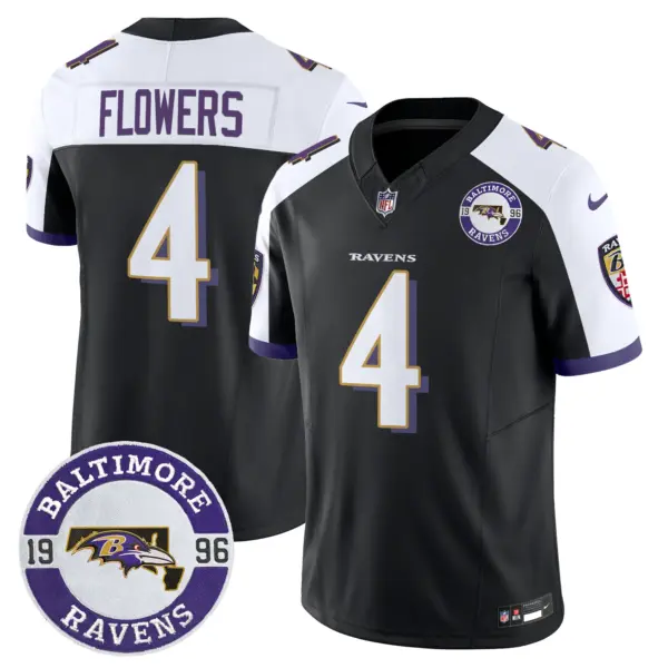 Mens Baltimore Ravens Maryland Patch Vapor Limited Jersey Est 1996 Patch Zay Flowers Jersey Black Alternate